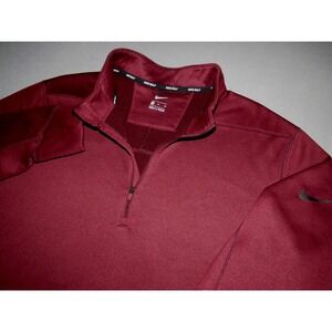NIKE GOLF Fleece Lined 100% Polyester Burgundy 1/4 Zip Athletic Jacket Men's XL